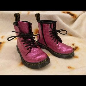 Girls shiny pink mermaid Dr martens